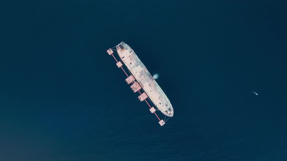 A gas tanker is at sea aerial view 4 K Turkey Alanya