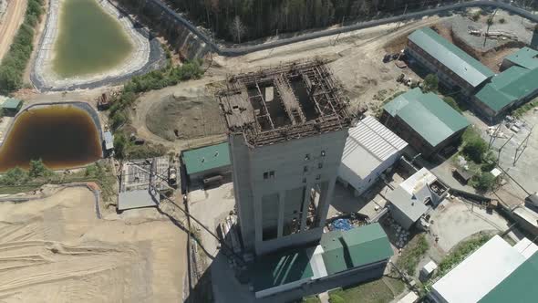 Aerial view of pile driver from a gold mine. 03