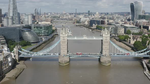 London Tower Bridge. River Thames and Skyline of London City.