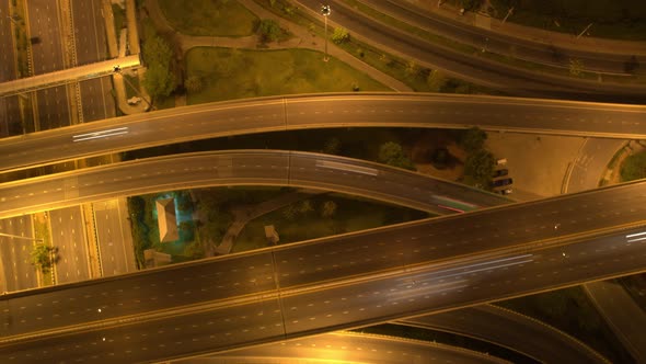 4K : Aerial time lapse in motion drone shot of freeway and interstate traffic