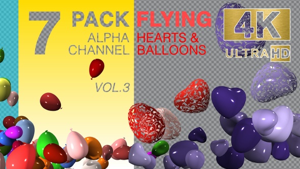 Rolling Hearts and Balloons Pack 4K