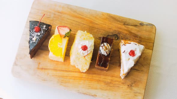 Many Slices of Cake on a Retrostyle Baking Sheet