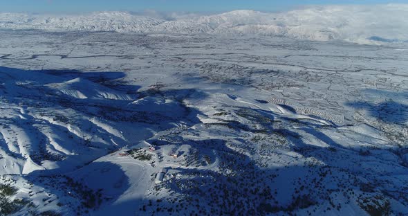 High Snowy Mountains Aerial View