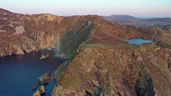 Aerial View of the Slieve League Cliffs in County Donegal, Ireland