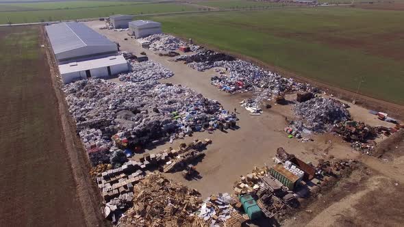 Aerial view of large recycling site