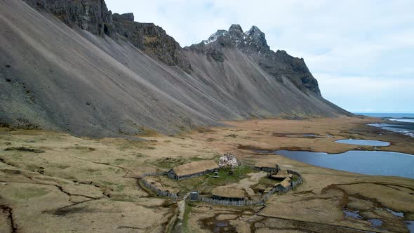 Stokksnes Vestrahorn Drone Iceland Abandoned Viking Village Movie Set