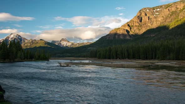 Time lapse at sunset in Yellowstone at Soda Butte Creek