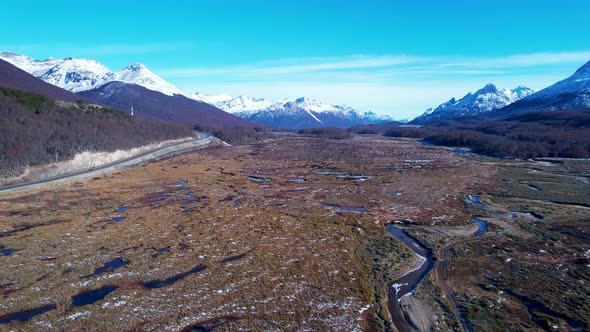 Patagonia landscape. Ushuaia Tierra del Fuego. Patagonia Argentina.