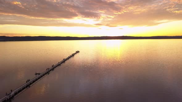 Beautiful sunset at Long Jetty Wharf, Central Coast of Northern Sydney