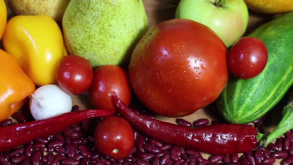 Fresh Bright Autumn Vegetables On The Table