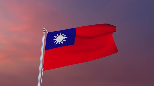 Flag Of Taiwan Waving 4k
