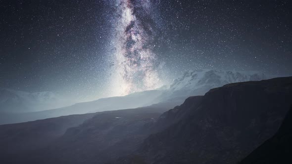 Camera Follow the Milky Way Rotate in Mountains alt