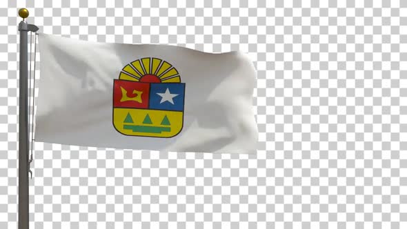 Quintana Roo Flag (Mexico) on Flagpole with Alpha Channel - 4K