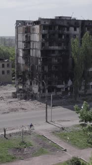 Vertical Video of a House Destroyed By the War in Ukraine