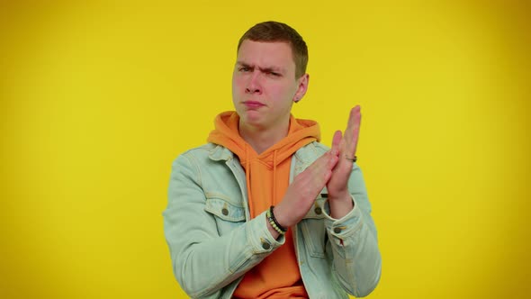 Teen Stylish Man in Denim Jacket Showing Thumbs Up and Nodding in Approval Successful Good Work