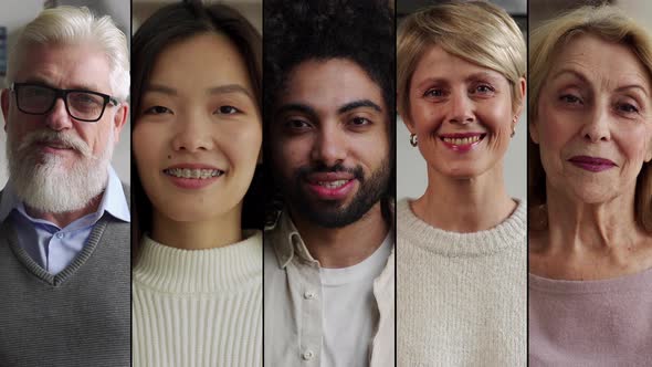 Collage of Multicultural People Looking Straight Into Camera