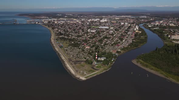 Landscape Footage of Poti Georgia City on the Shore of Black Sea Cityscape