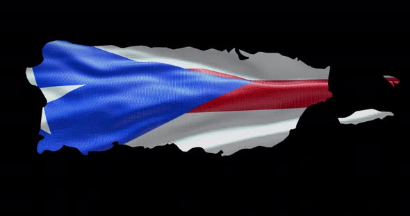 Puerto Rico national flag background with country shape outline