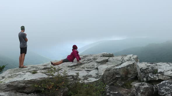 A man and woman at the Rohrbaugh Cliffs in the Dolly Sods Wilderness, part of the Monongahela Nation