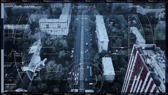 High Tech Spy Target Analysis Software Tracking Criminal In Yellow Automobile alt