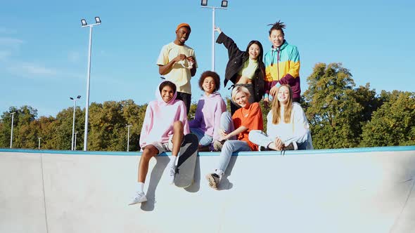 Group of teens having fun