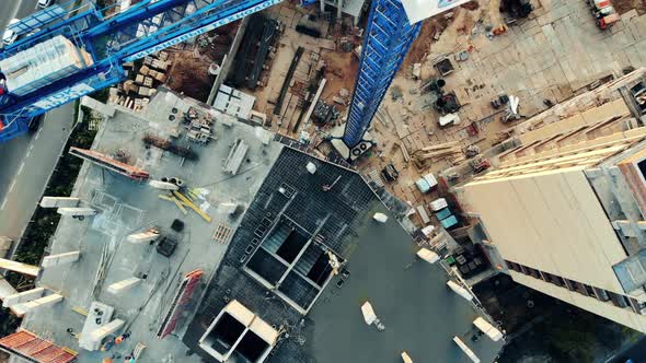 Platform of a High-rise Building in Progress in a Top View