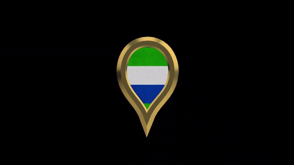 Sierra Leone 3D Rotating Location Gold Pin Icon