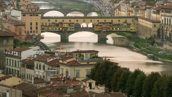 Time Lapse of Florence Ponte Vecchio Bridge Italy