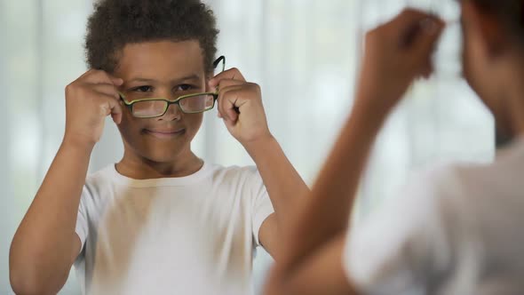 Smiling Little Boy Wearing Glasses, Happy With Good Eyesight, Ophthalmology