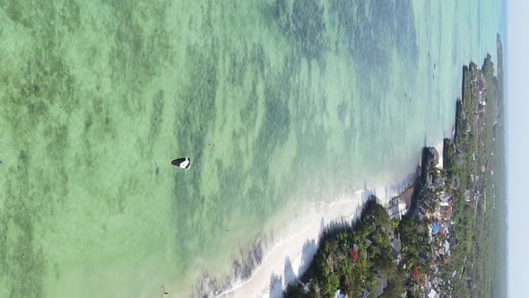 Zanzibar Tanzania  Vertical Video of the Ocean Near the Coast Slow Motion