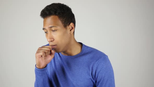 Coughing African Man White Background