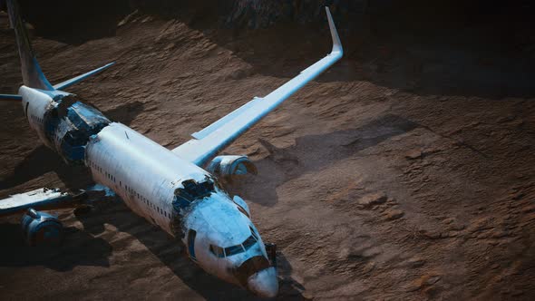 Abandoned Crushed Plane in Desert