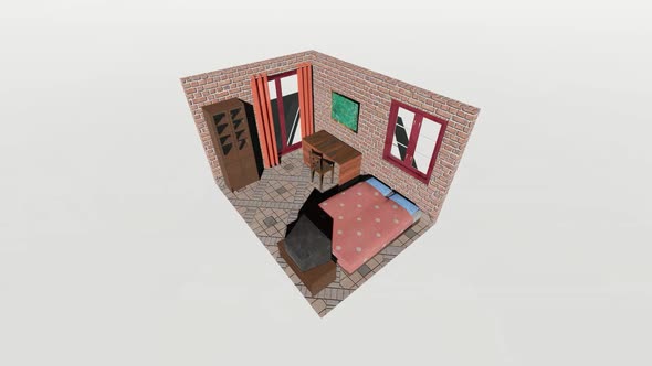 Isometric bedroom layout