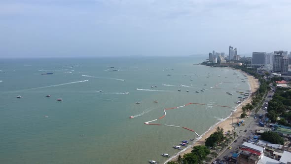 Time lapse of beautiful Pattaya city around sea ocean bay in Thailand