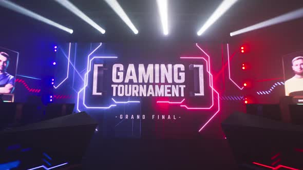 Gaming Tournament Banner with Neon Illumination