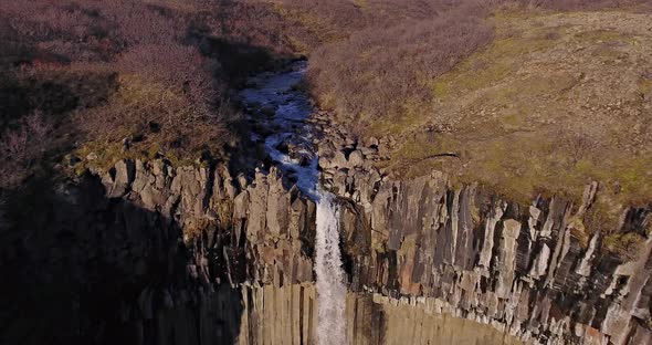 Aerial Shot of Svartifoss in Iceland