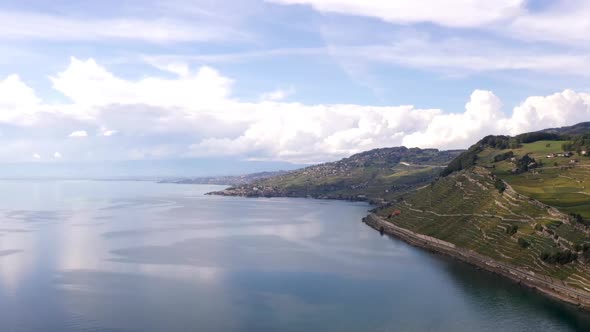 Stunning hyper lapse of beautiful lake in Swiss countryside