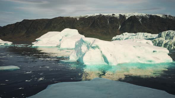 Big Icebergs Near Greenland Region