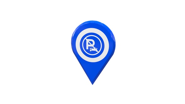 Map Location Pin With No Parking Icon Blue V3