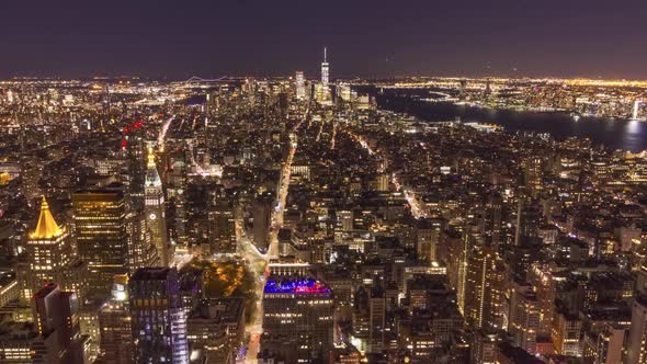 Skyline of Manhattan New York at Night