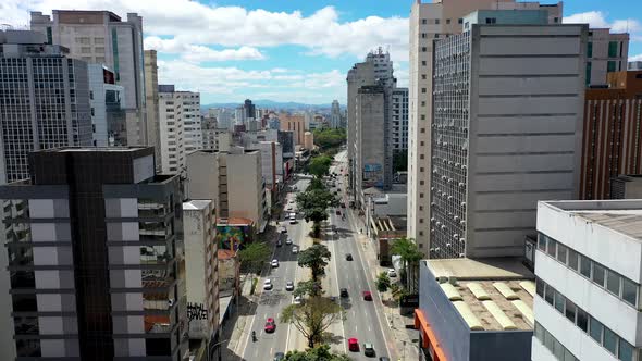 Downtown Sao Paulo Brazil. Historic centre city aerial view.