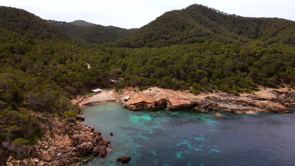 Cala Xuclar beach in Ibiza, Spain