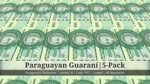 Paraguayan Guaraní | Paraguay Currency - 5 Pack | 4K Resolution | Looped