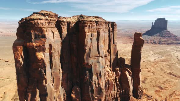 Cinematic Close Up View on Mitten Butte  Famous Red Rock in Monument Valley