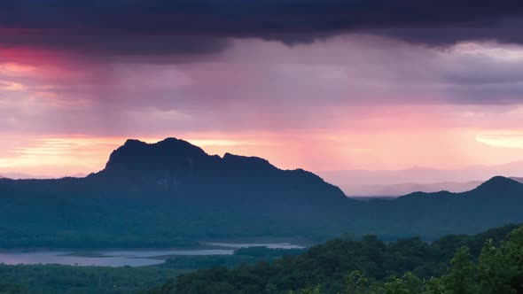 Thunderstorms on mountains Time lapse.