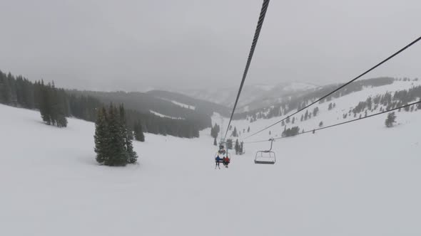 Viewing fresh powder from a ski lift at a Colorado ski resort