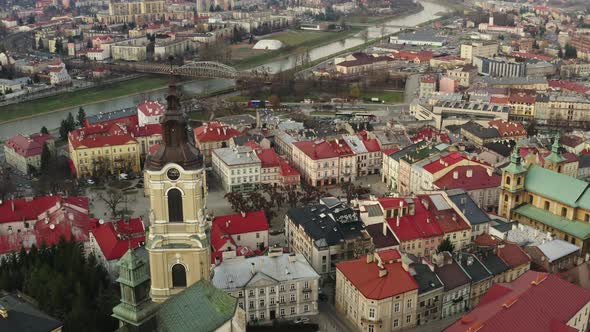 Top view of river in Poland, Pshemysl