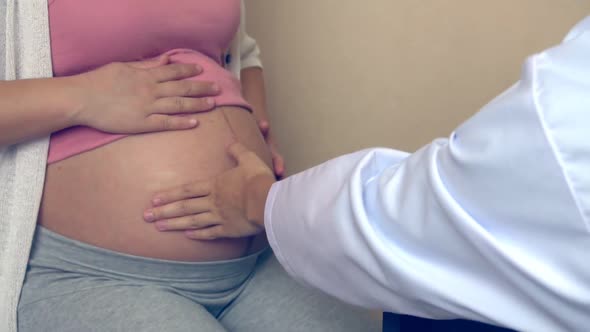 Pregnant Woman and Gynecologist Doctor at Hospital