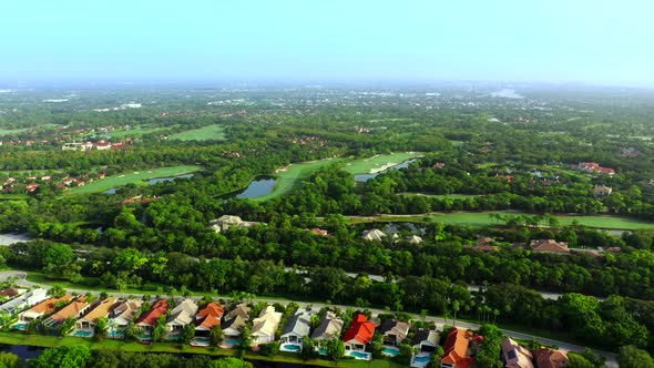 Aerial Video Golf Course Jupiter Florida Usa