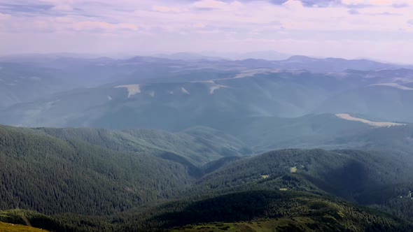 time lapse of Picturesque landscape of Carpathian mountains in early summer